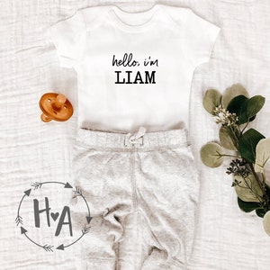 Hello Baby Name Onesie®/Personalized Baby Name Onesie®/Baby Announcement/Coming Home Outfit/Baby Boy Clothes/Baby Girl/Bodysuit/Baby Gift