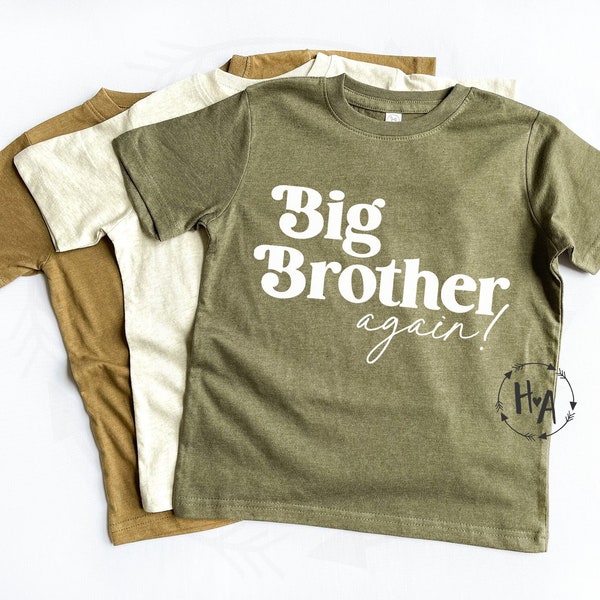 Kids Big Brother Again Shirt, Big Brother Announcement, New Brother Gift, Big Brother T-Shirt, Third Baby Announcement