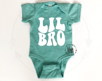 Retro Lil Bro Romper, broertje Romper, nieuwe broer cadeau, baby broer aankondiging