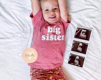 Big Sister Shirt: New Sister Gift, Second Baby Announcement, Mauve Sister T-Shirt