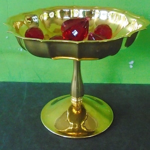 Vintage 4.5&quot; T Gold Plated Pedestal Dish,Made by International Silver Comp, Candy Dish, Nut Dish,Tableware, Home Decor, Jewelry Holder,