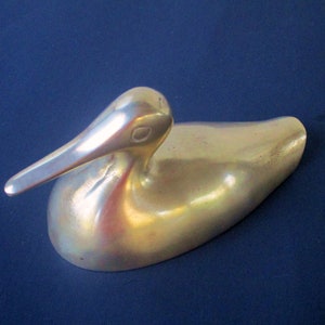 Vintage 5,5 &quot;L Messing Ente Figur, Briefbeschwerer Messing Ente, Schreibtischdekoration, Bürobedarf,