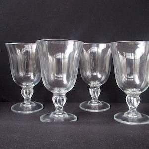 Vintage set of 4 Water Goblets,14 oz Clear Glass Pedestal Beverages Glasses by Tiffin Franciscan, Special Occasions Goblets