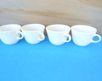 Chá de vidro de leite PYREX vintage, xícaras de café, conjunto de 4 canecas de vidro de leite, canecas brancas de pirex