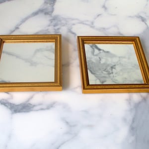 miroir carré vintage 2 dans un cadre en bois,/cadre de 5,75", miroir en verre de 4,5"/miroirs muraux fabriqués aux États-Unis pour les cadeaux d'intérieur
