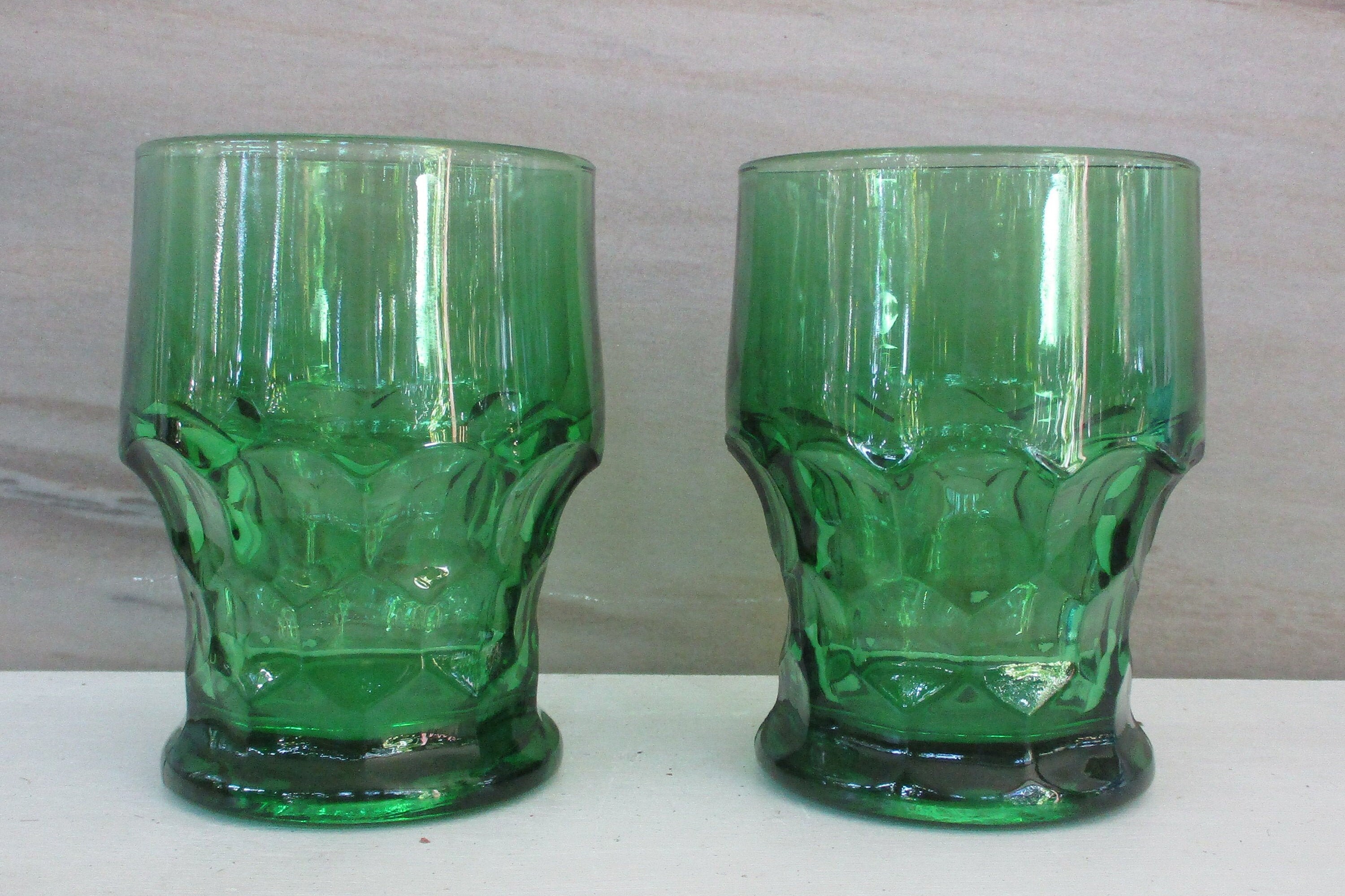 Vintage Emerald Green Glass Tumblers 8 ozSet of 2 Whisky Etsy