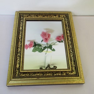Vintage Wall Hanging Rectangle Mirror,Bright Gold Wooden Mirror with Black Tone,/9.5&quot;Frame,6.5&quot; Mirror Glass/Small Mirror