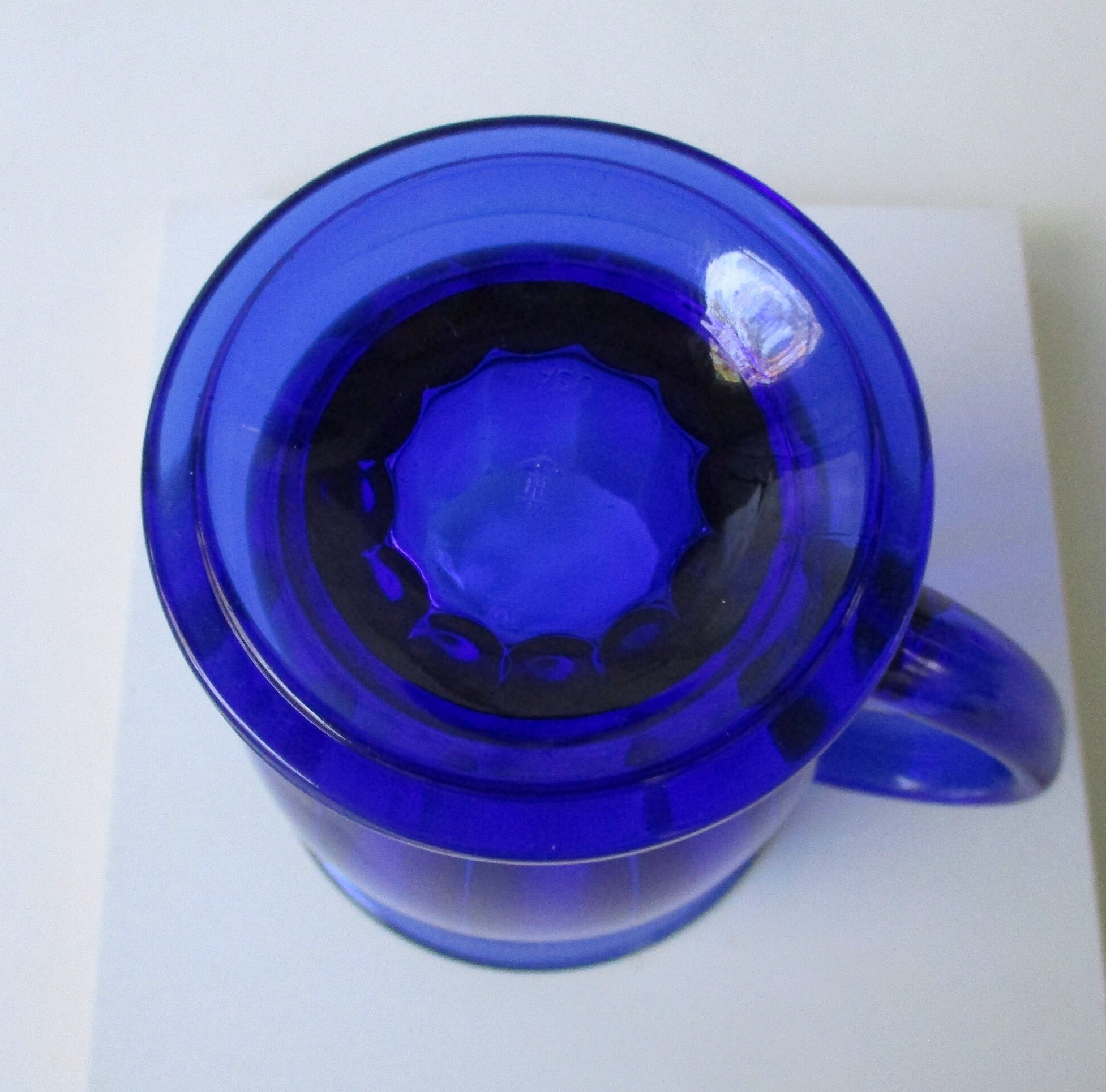 Vintage Large Cobalt Blue Anchor Hocking Coffee Mug Cup Glass Made
