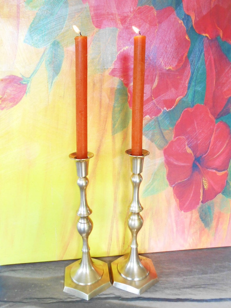 Large Vintage Brass Candles Set of 2 Etsy