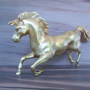 Vintage Heavy Art Brass Horse Figurine,10 lb Brass Horse Statue,Large Brass Horse Sculpture,