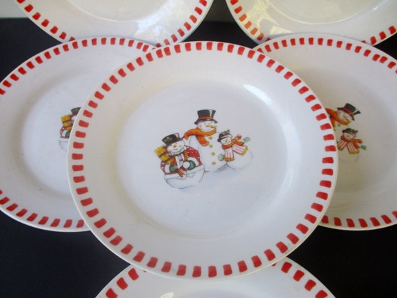 X-Mas Set van 6 taartbordenset, sneeuwvlokken en herten, voor 6 personen, koekjes, noppen, Kerstmis, X-Mas, platte dessertborden, aardewerk