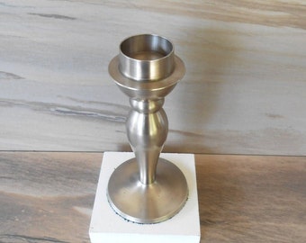 Vintage Stainless Steel Candle Holder,Metal Candlestick, Home Decor, Brushed Stainless Steel, Candle Holder, /7,5"/