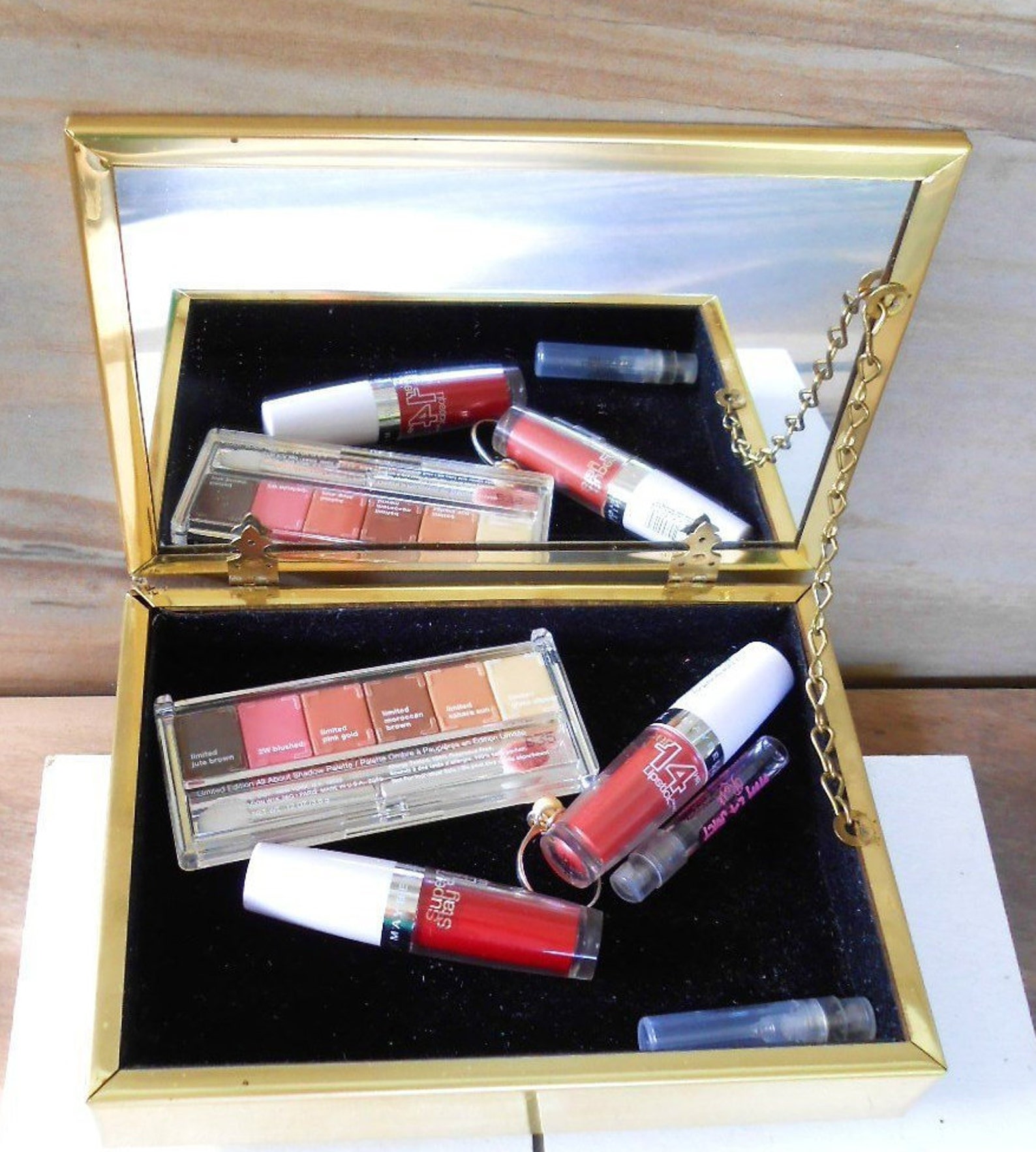 Vintage Brass and Mirror Trinket Box With Norman Rockwell Etsy