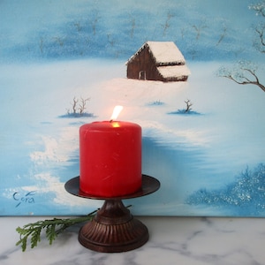 Vintage copper candle holder,Pillar candle holder up to 4&quot; candle