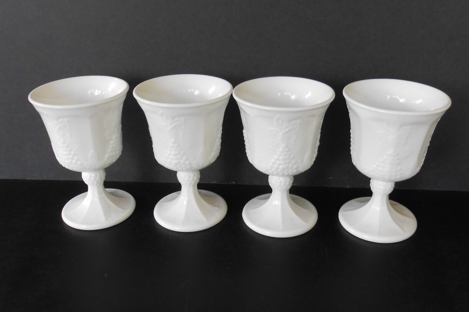 Vintage Milk Glass Goblets Set of 4 Goblets White Pedestal Etsy