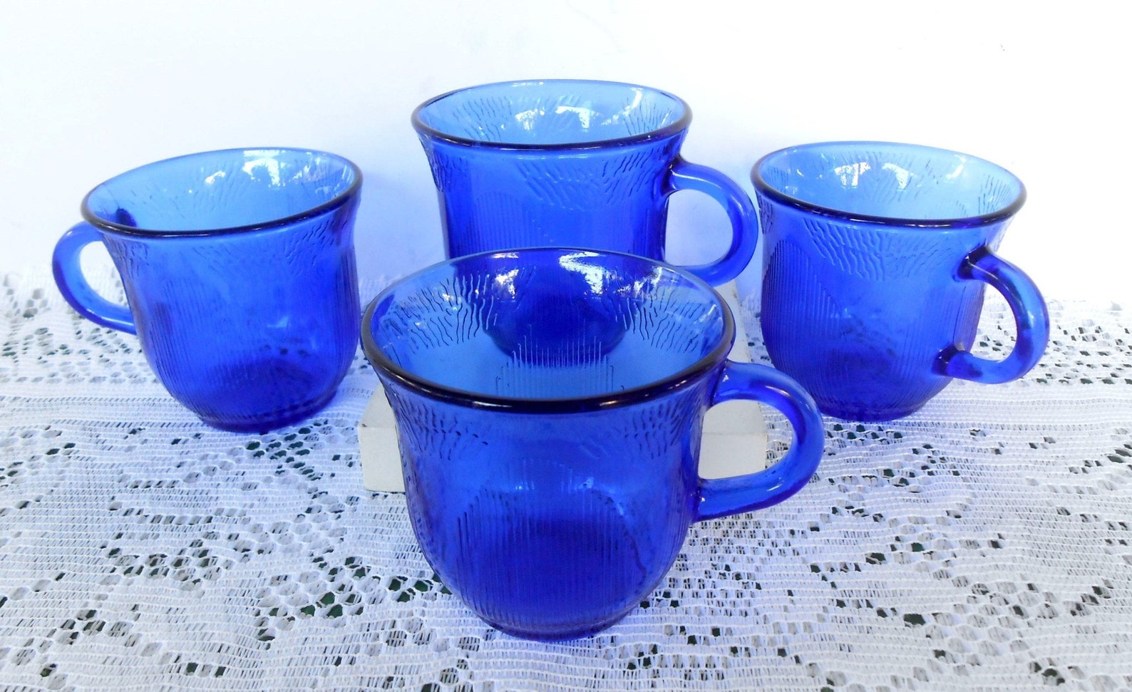 Vintage 4 Cobalt Blue Glass Coffee Cup With Handle Fortecrisa Etsy