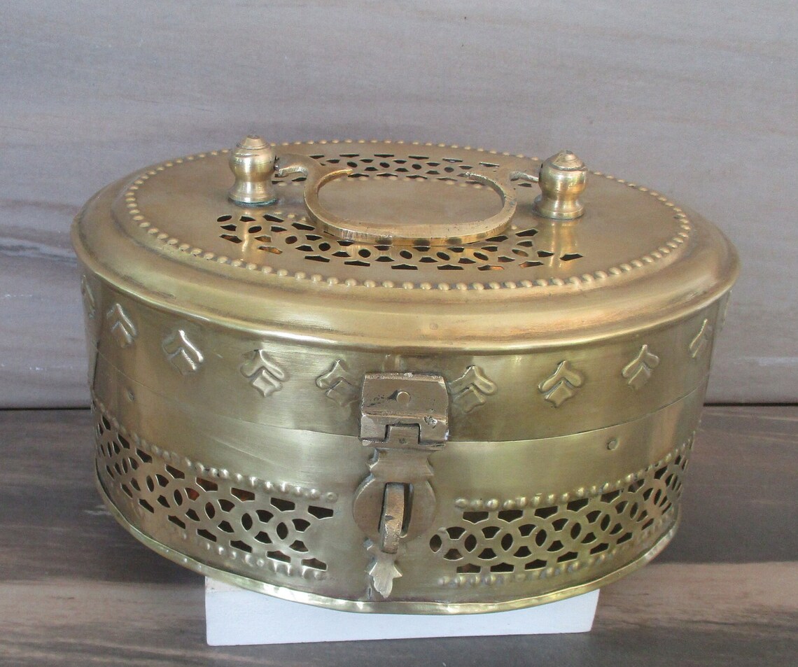 Vintage Brass Oval Treasure Box With Handlesoundry Collection - Etsy