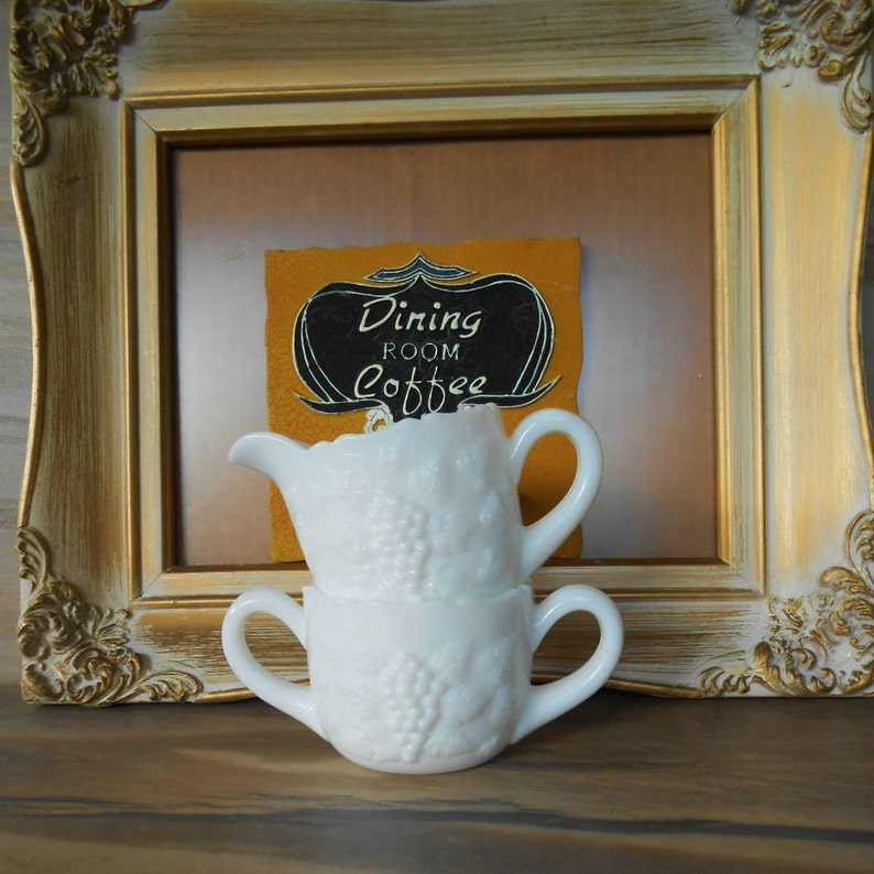 Vintage Milk Glass Sugar and Creamer Set Creamer Sugar Bowl Etsy