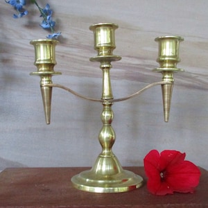 6.5&quot; Vintage brass candelabra for 3 candle, brass candle holder, dinner table decor, taper candlestick for 3 candle