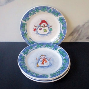Vintage 4 Dessert Plates,Casual Dinner 7&quot;D Plates,&quot;Frosty Friends&quot;Pattern Genuine Stoneware,Made in China for ONEIDA