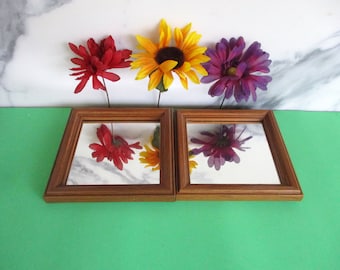Vintage 2 square mirror in wooden frame,/6.25" Frame,4.5" mirror glass/Wall mirrors made in USA by Home Interior Gifts