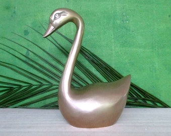 Lonely Brass Swan,Vintage 6" T Brass Swan Figurine,Solid Brass Swan, Collectibles Brass Animal Figurine,Bird Lover Gift,