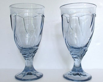 Juego vintage de 2 copas Noritake Sweet Swirl azul claro, elegantes vasos para beber, fabricados en Japón.
