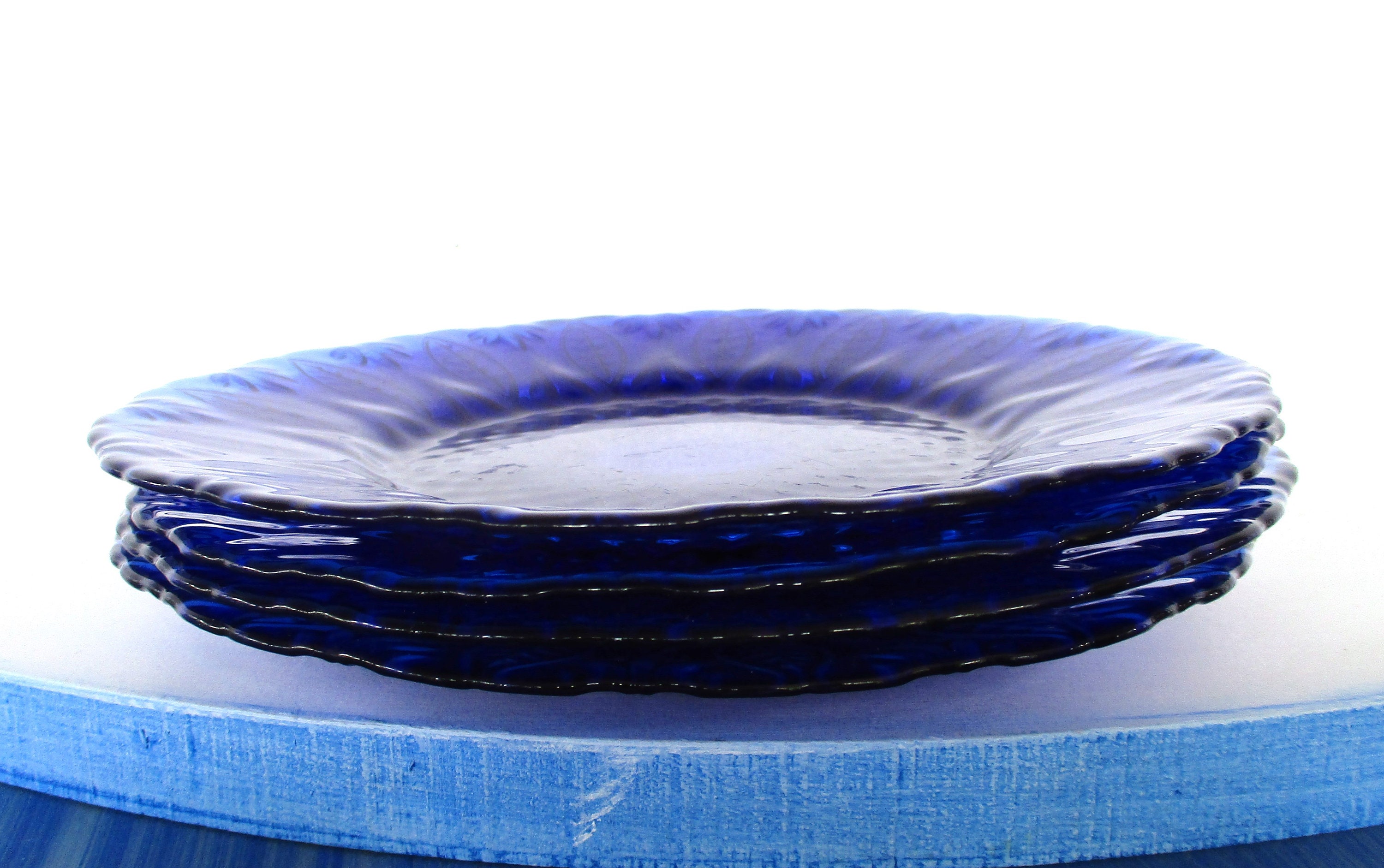 Vintage Cobalt Blue Dessert Platesset of 4 Saladfruitsnack Etsy UK