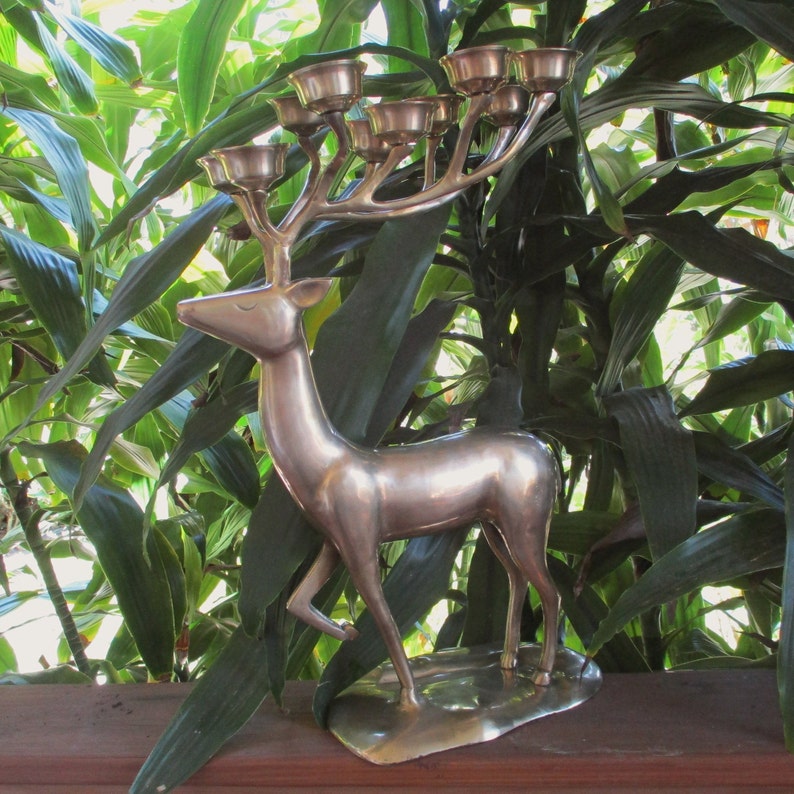 19.75 Tall Brass Deer Candle Holder for 10 Candleone Etsy