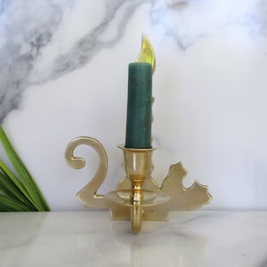 Vintage Brass candlestick,7&quot; T Chamber style solid brass candle holder,finger loop candle holder.Made by StudioNova India