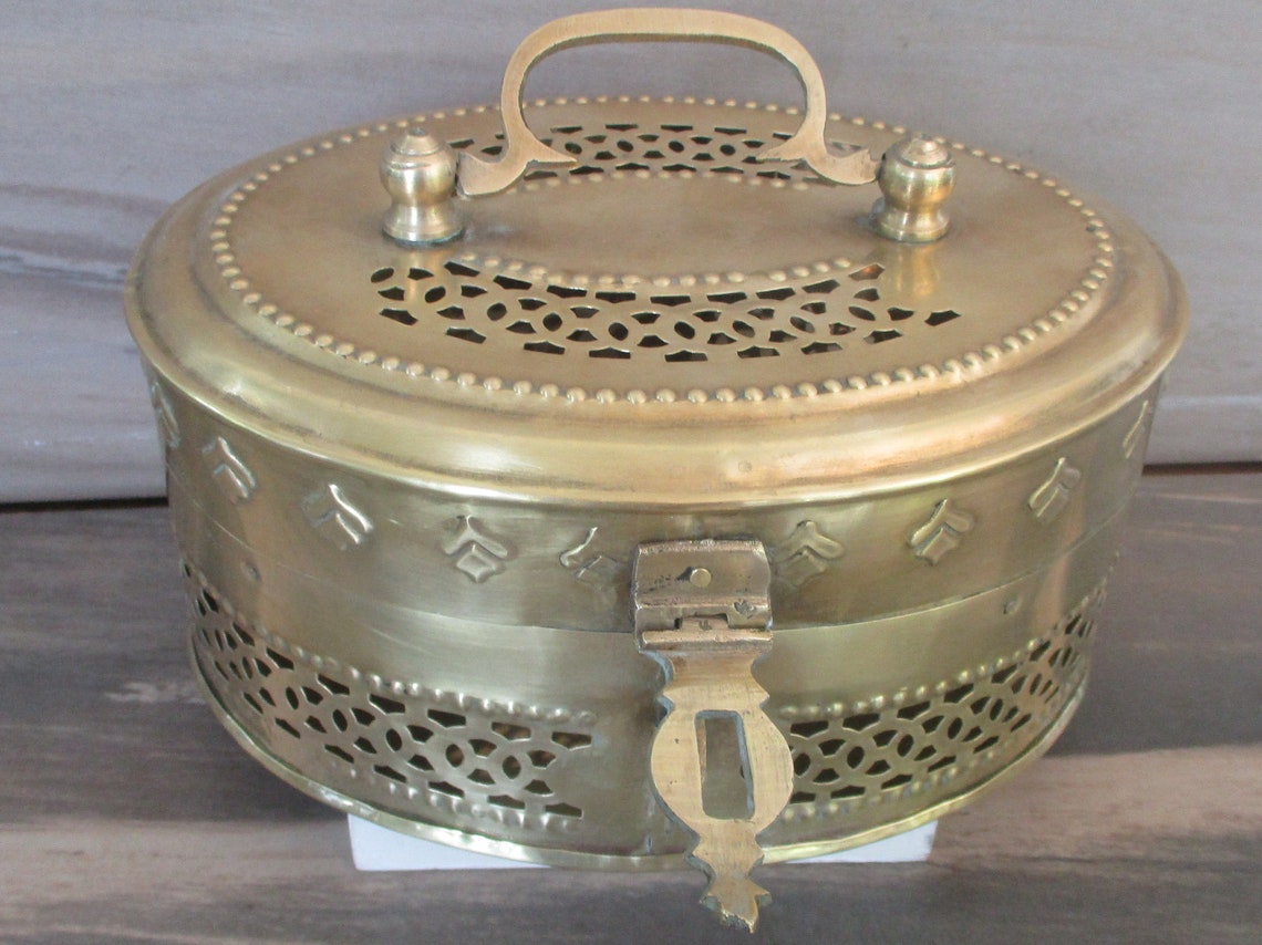 Vintage Brass Oval Treasure Box With Handlesoundry Collection - Etsy
