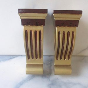 5.5" T Curtain Rod Brackets,Two/2/ Gold and Brown Tone Drapery Brackets,Wall Shelf Brackets,
