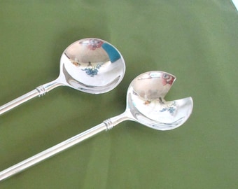 Cucchiai da insalata vintage placcati in argento, set da insalata in due pezzi, realizzati nel 1994 per Macy da TOOLS of the Trade in China