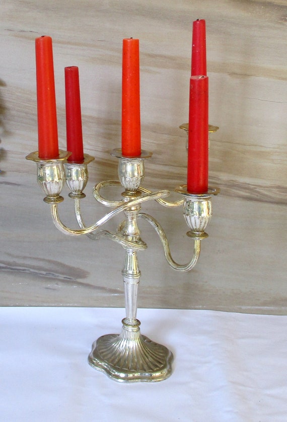 Vintage 11.5 T Four Arm Candelabra,ep Zinc and Silver Plated Candelabra for Five Taper Candles,made in England by C.W.A - Etsy Vintage 11.5 T Four Arm Candelabra,ep Zinc and Silver Plated Candelabra for Five Taper Candles,made in England by C.W.A - Etsy