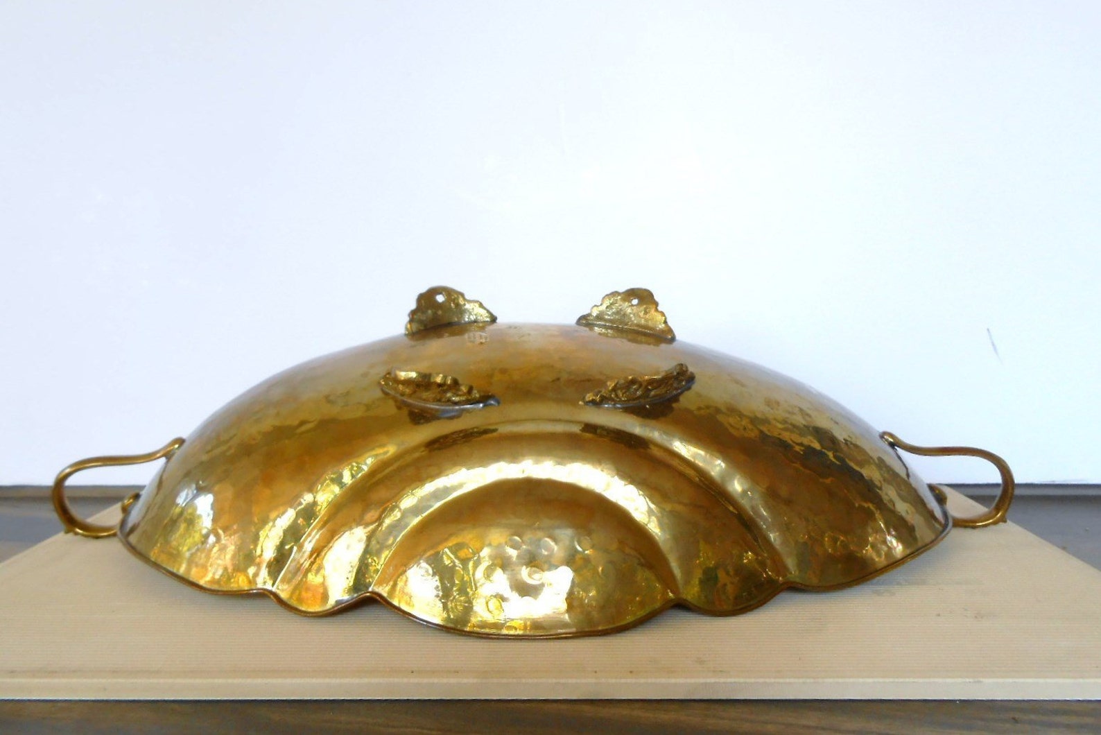 Vintage Large Brass Decorative Bowl Oval Footed Bowl With Etsy