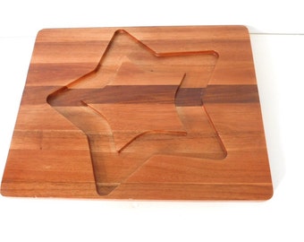 Vintage LENOX charcuterie carved Star Cheese and Crackers Wood Cutting board,Serving Appetizer Board,