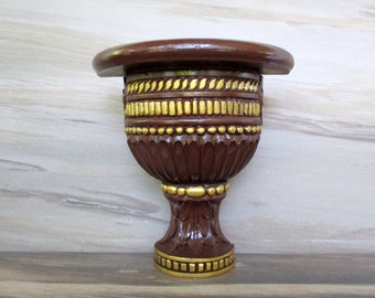 Vintage Art Deco Style Wooden Wall Sconce Shelf, 10.5" Tall