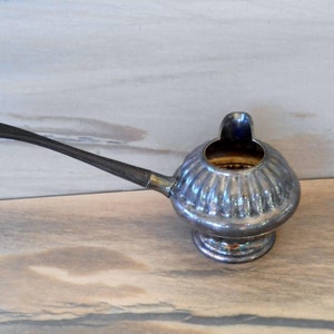 Vintage Quadruple Ladle with Wood Handle, Apollo EPNS Bernard Rice&#39;s 6090 Liquid Ladle wooden Handle,Punch Ladle,Grave Saucepan,
