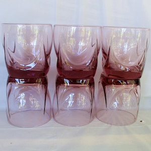 Vintage set of 6 light purple glasses,10 oz tumblers,water, beverages glasses,square pedestal