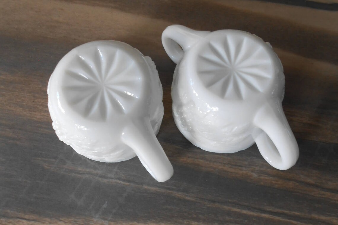 Vintage Milk Glass Sugar and Creamer Set Creamer Sugar Bowl Etsy