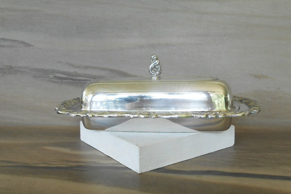 Oneida Silver Plated Butter Dish with Lid and Glass Insert Etsy