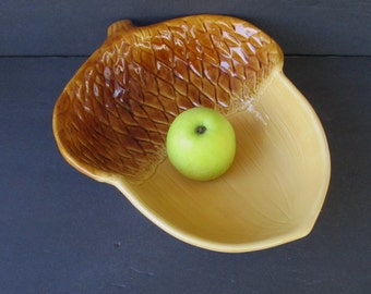 Vintage Ceramic Acorn Shape Large Bowl,Vintage Kitchen Fruit Bowl/12" X 9.75"/