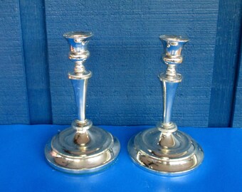Vintage 2 Silver plated candlestick holders 6.75" Tall,/tarnish resistant/ taper candle holders,by ONEIDA Japan