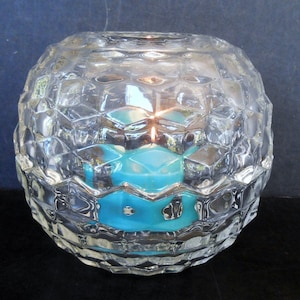 Vintage Fairy Lamp,Crystal Clear Candle holder,Cubist Design Hurricane Lamp,Night Light Whitehall Pattern By Indiana Glass