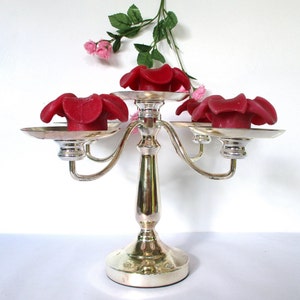 Vintage Silver Plated Candelabra for Pillars Candle,Four Arms Candle Holder up to 3.25&quot;,/9.5&quot; Tall/