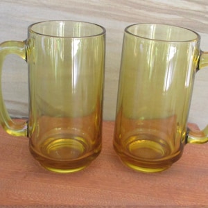 Jarra de cerveza de vidrio amarillo Vintage 2, jarra de cerveza, jarra de cerveza con mango de letra D/10 oz/