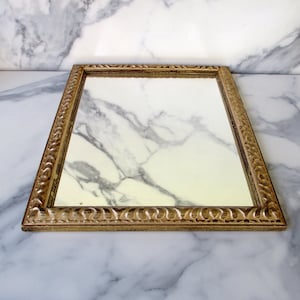Vintage wall hanging mirror in wooden frame,Rectangle gold frame mirror,16&quot; X 13&quot; frame,13.5&quot; x 10.5&quot; mirror glass