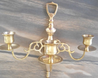 Brass Wall Sconce, Wall Sconce Candle Holder,Vintage Brass Sconce, Home Decor, Vintage Decor, Brass Candlesticks for 3 Candle