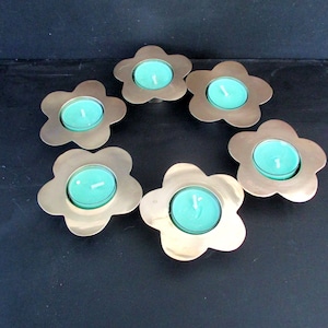 Vintage brass small tealight candle holder,Brass Flower Shape Candle holder for 1.5" Candle