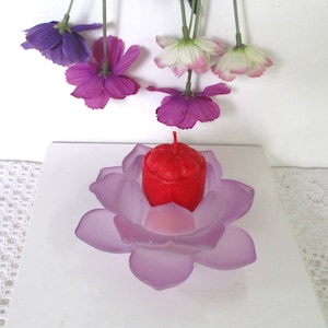Vintage Frosted Pink Glass Candle Holder,Beautiful Flower Shape Tea light Candle Holder,/1.75&quot; candle/